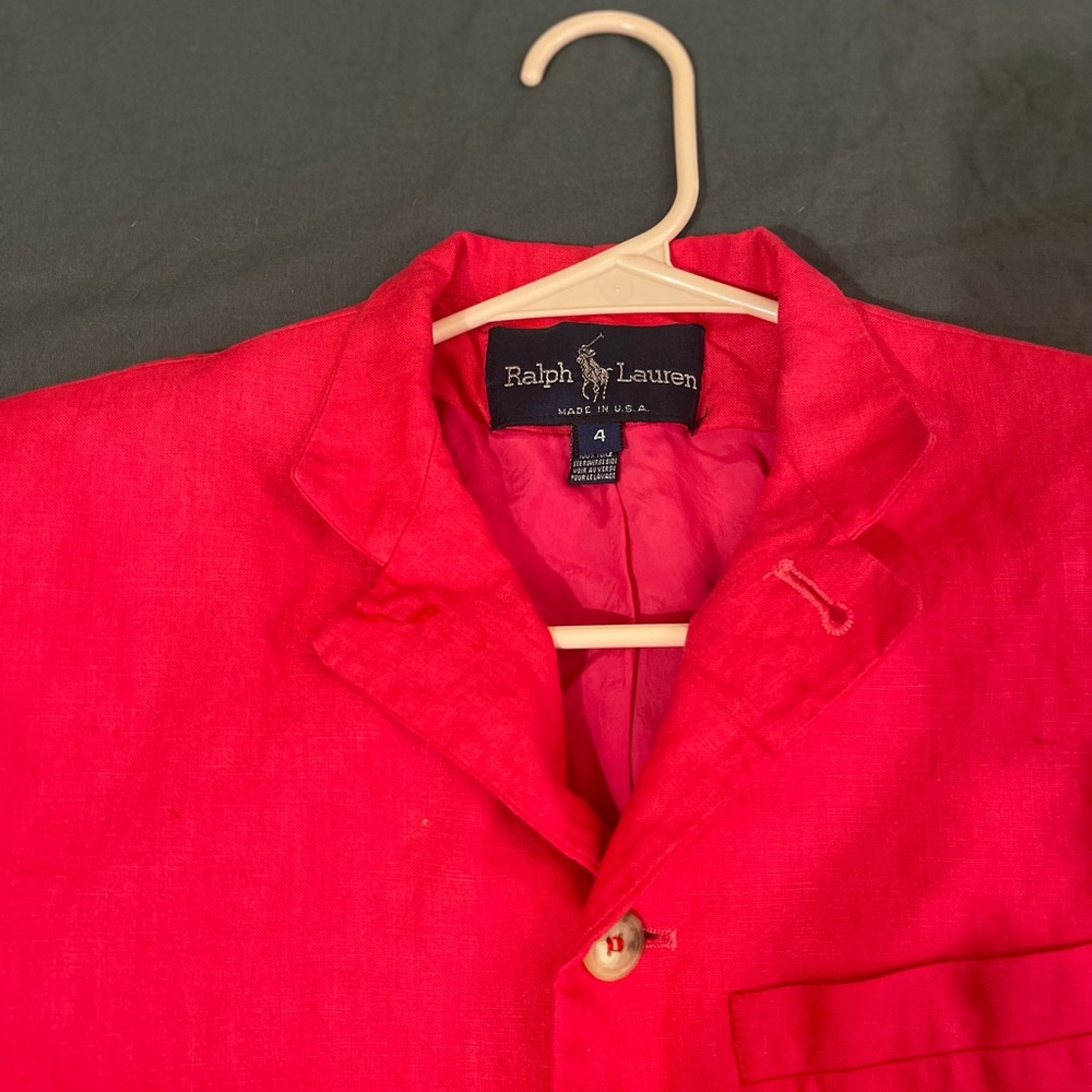 Ralph Lauren Vibrant Pink linen Blazer - Picture 3 of 6